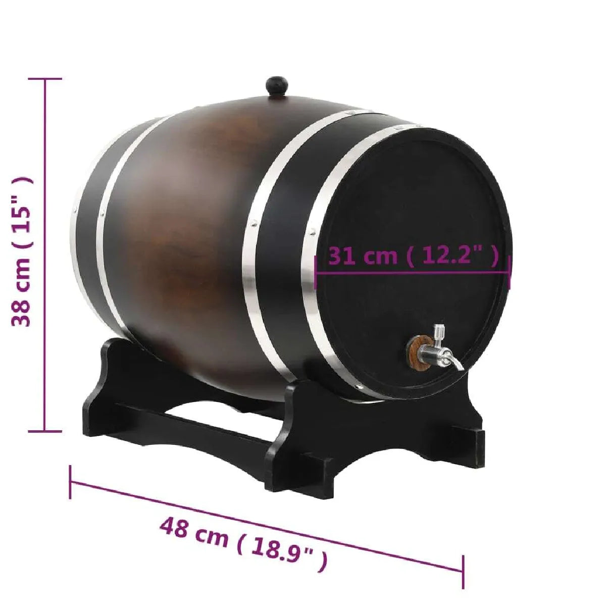 Tonneau à Vin avec Robinet Pin Massif 35 L