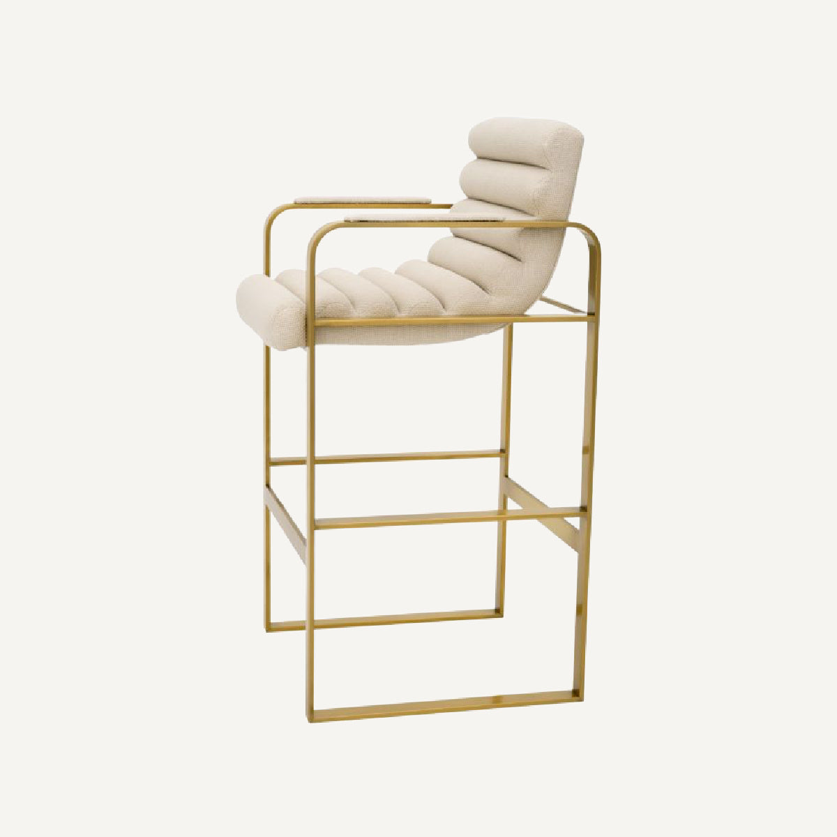 Chaise de comptoir dorée en tissu sable