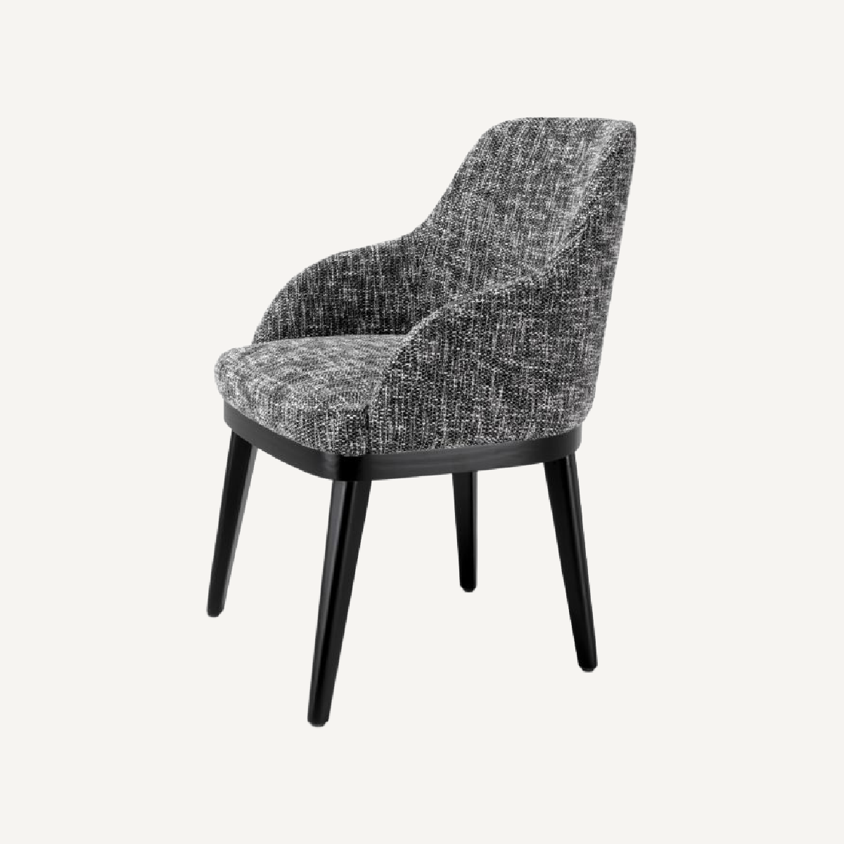 Chaise de salle à manger avec accoudoirs en tissu noir