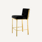 Chaise de comptoir dorée en velours noir