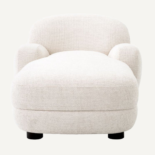 Fauteuil long en tissu blanc cassé