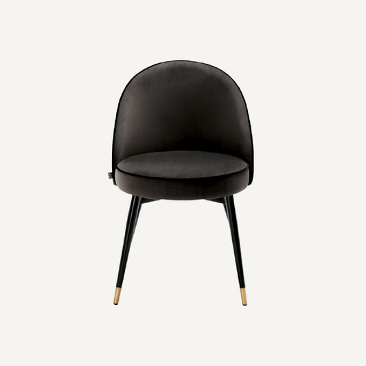 Chaise de salle à manger en velours gris foncé (lot de 2)