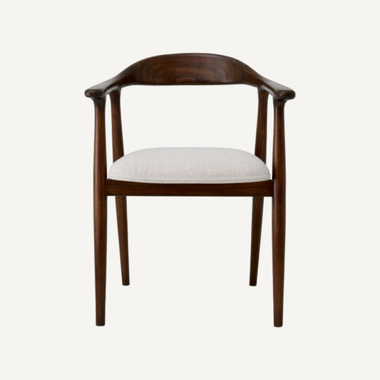 Chaise de salle à manger marron en tissu crème