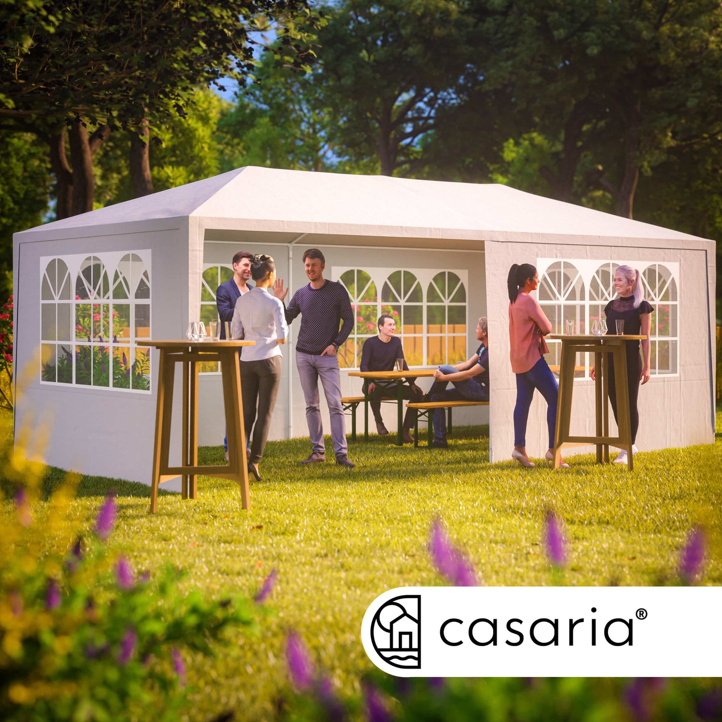 Chapiteau de jardin Rimini blanc 3x6 m avec protection UV 50+