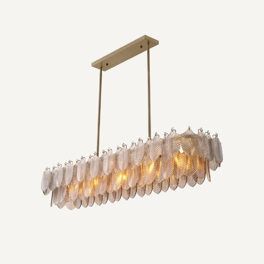 Lustre rectangulaire doré en verre fumé