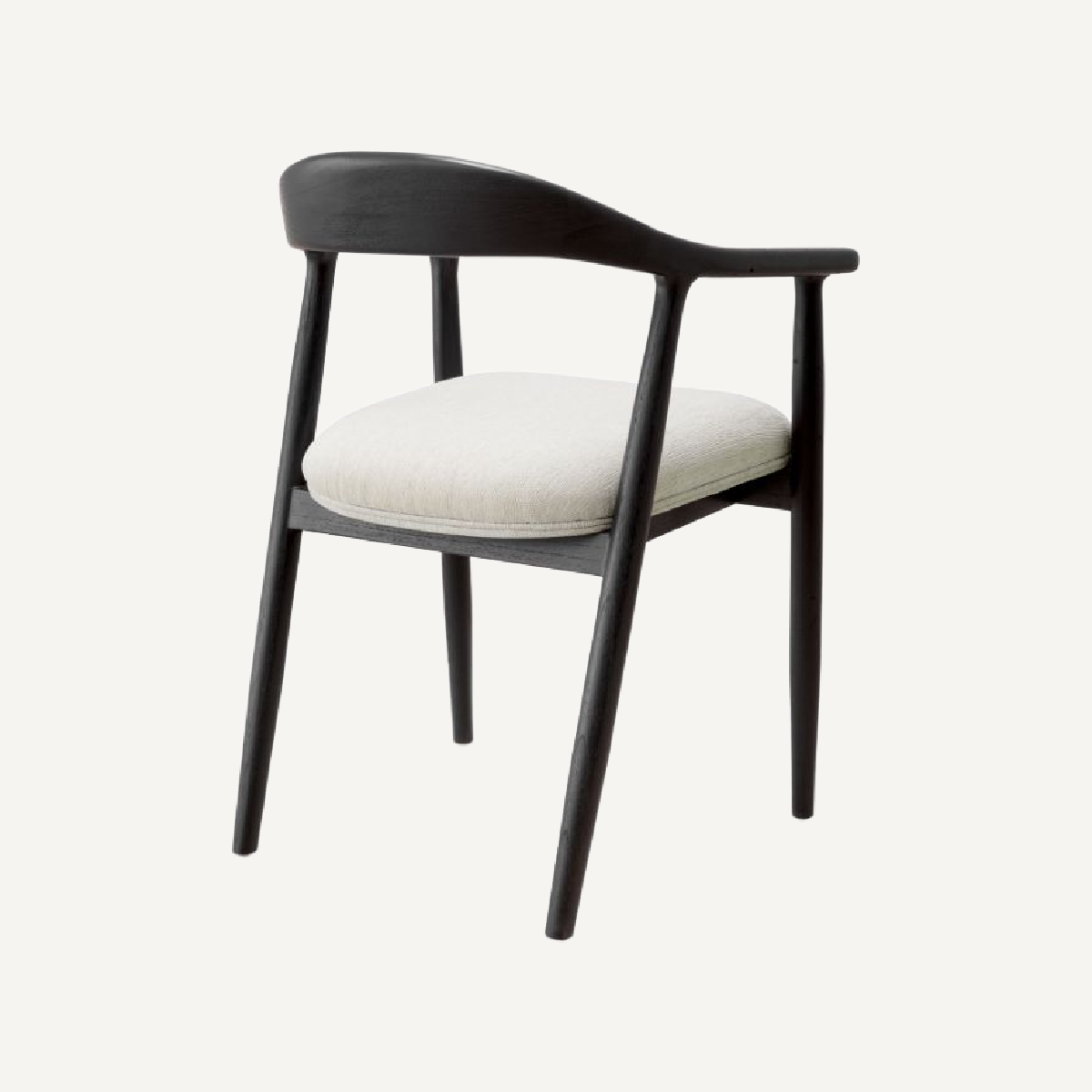 Chaise de salle à manger noire en tissu crème