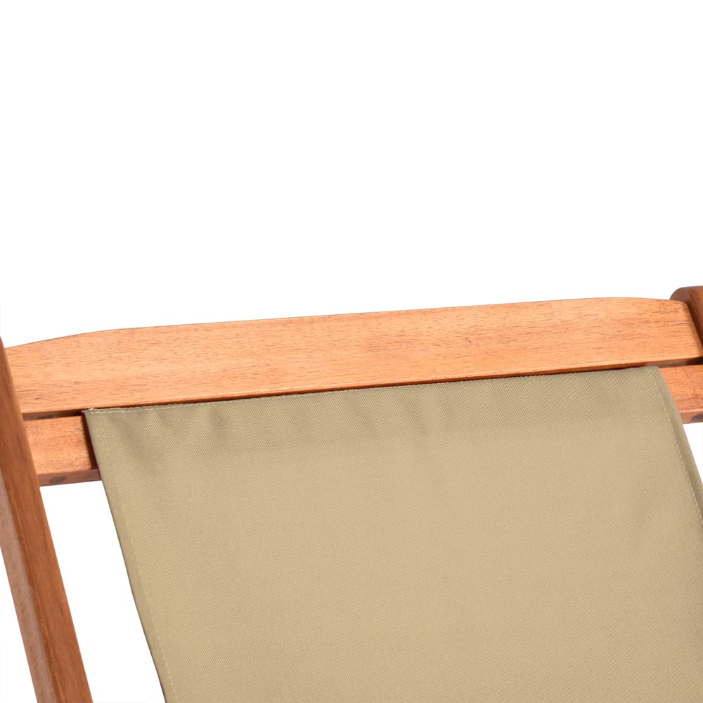 Transat de jardin pliable en acacia beige