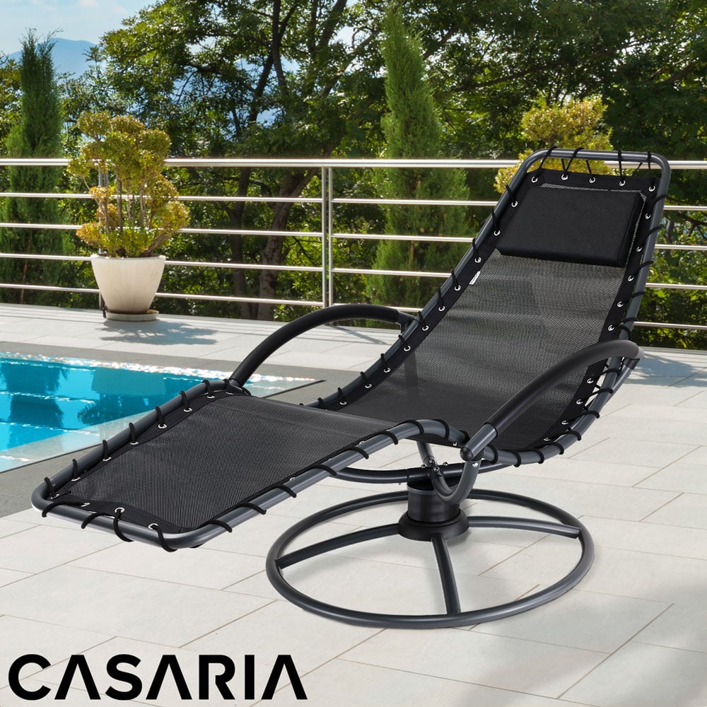 Transat de jardin Eve anthracite en acier laqué