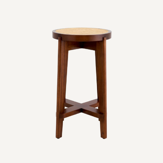 Tabouret de bar marron en rotin S