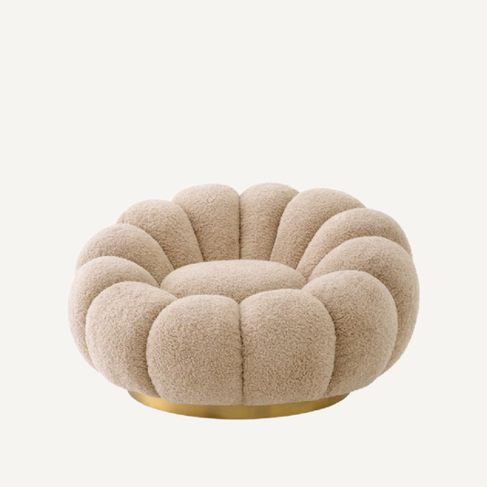 Fauteuil pivotant en tissu molletonné sable