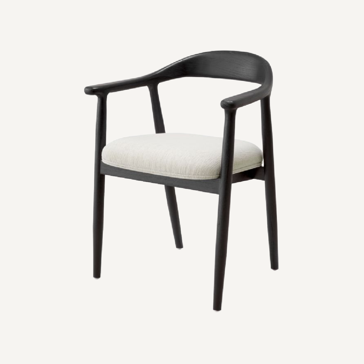 Chaise de salle à manger noire en tissu crème