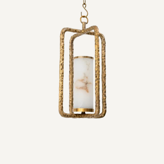 Lustre en laiton martelé et albâtre Lorenzo