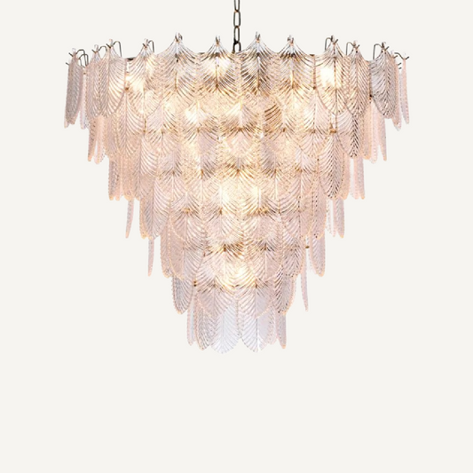 Lustre nickelé en verre transparent L