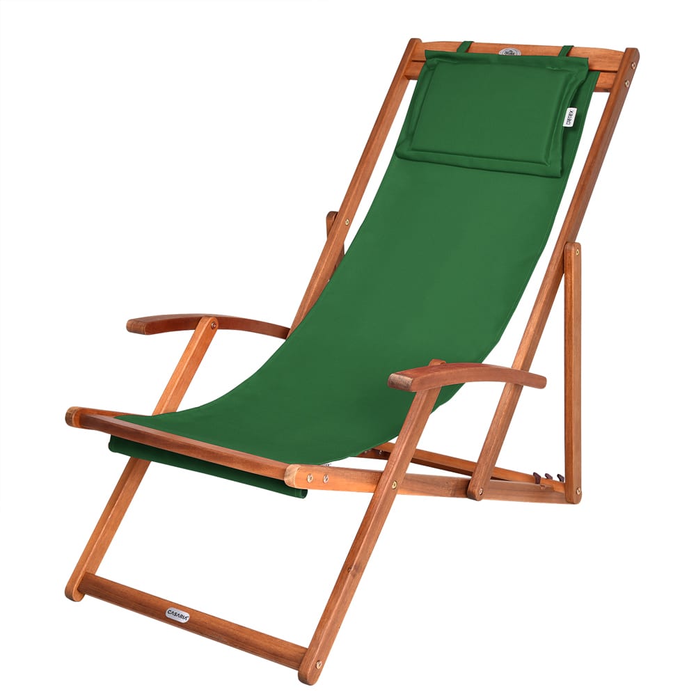 Transat pliable en bois d'acacia vert pour jardin