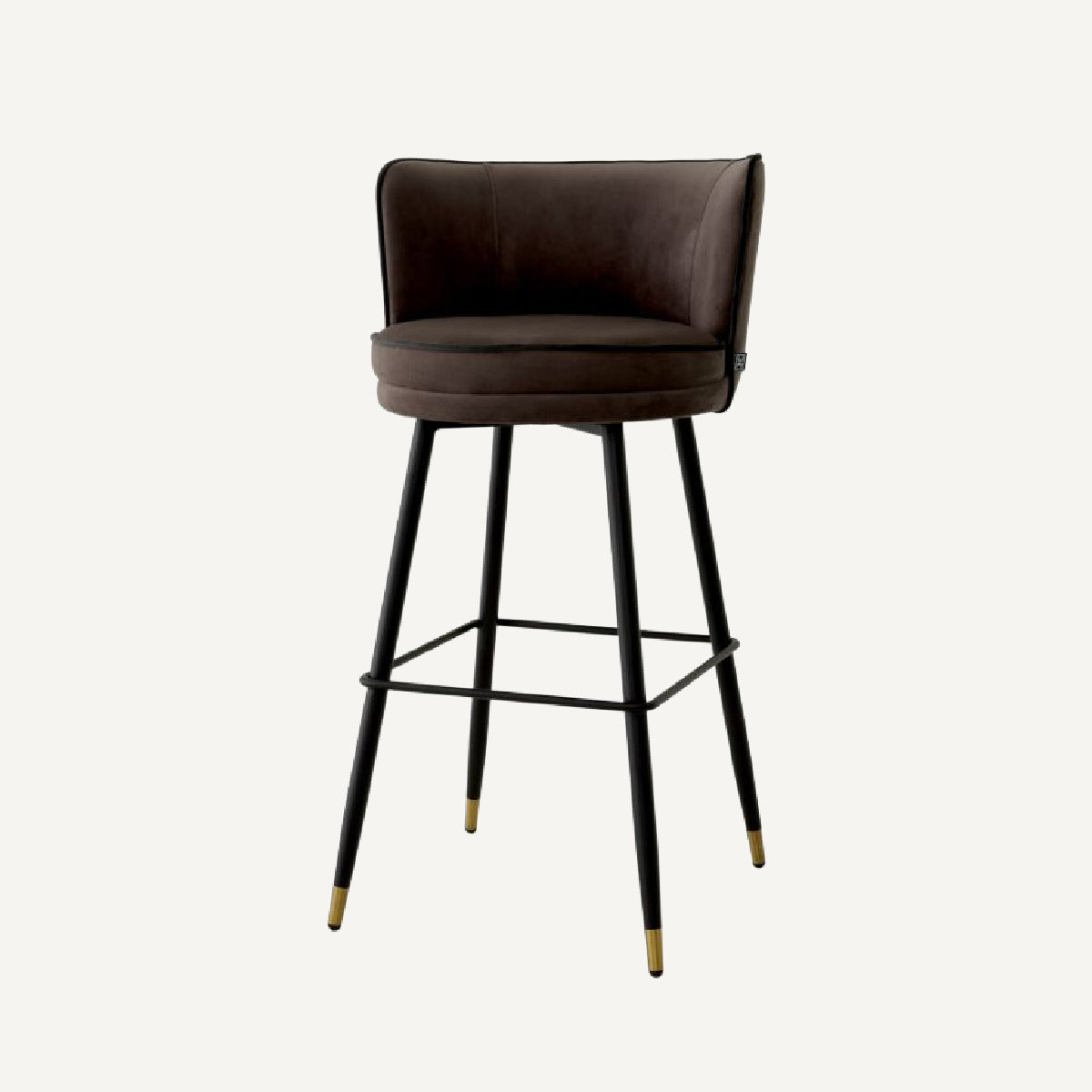 Chaise de bar en velours marron