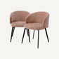 Chaise de salle à manger avec accoudoirs en tissu rose (lot de 2)