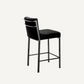 Chaise de comptoir en bronze et velours noir