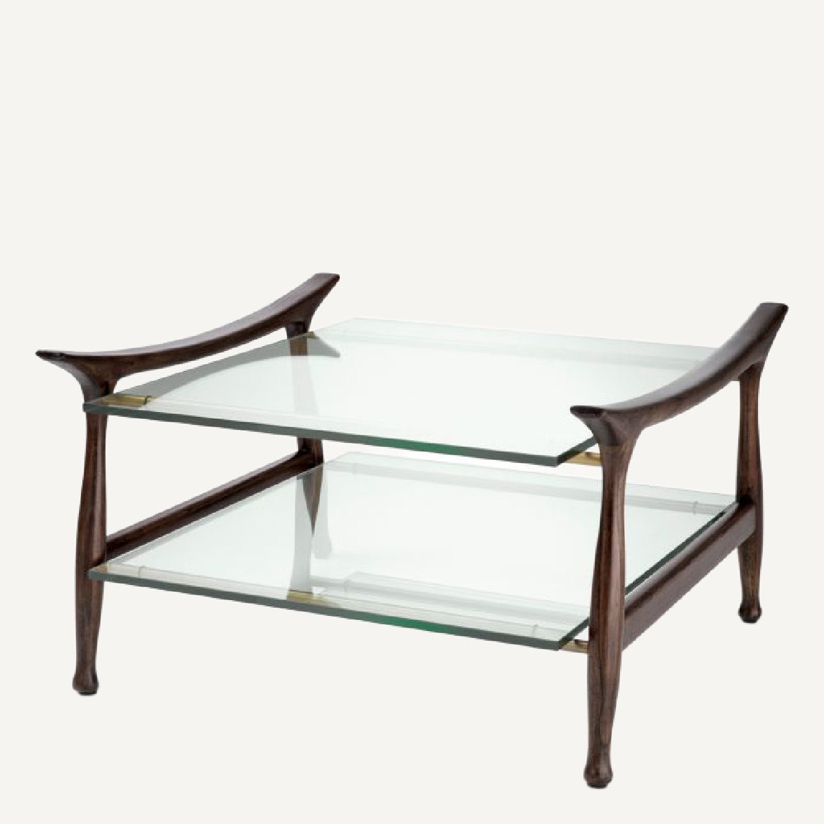 Table basse marron en verre transparent