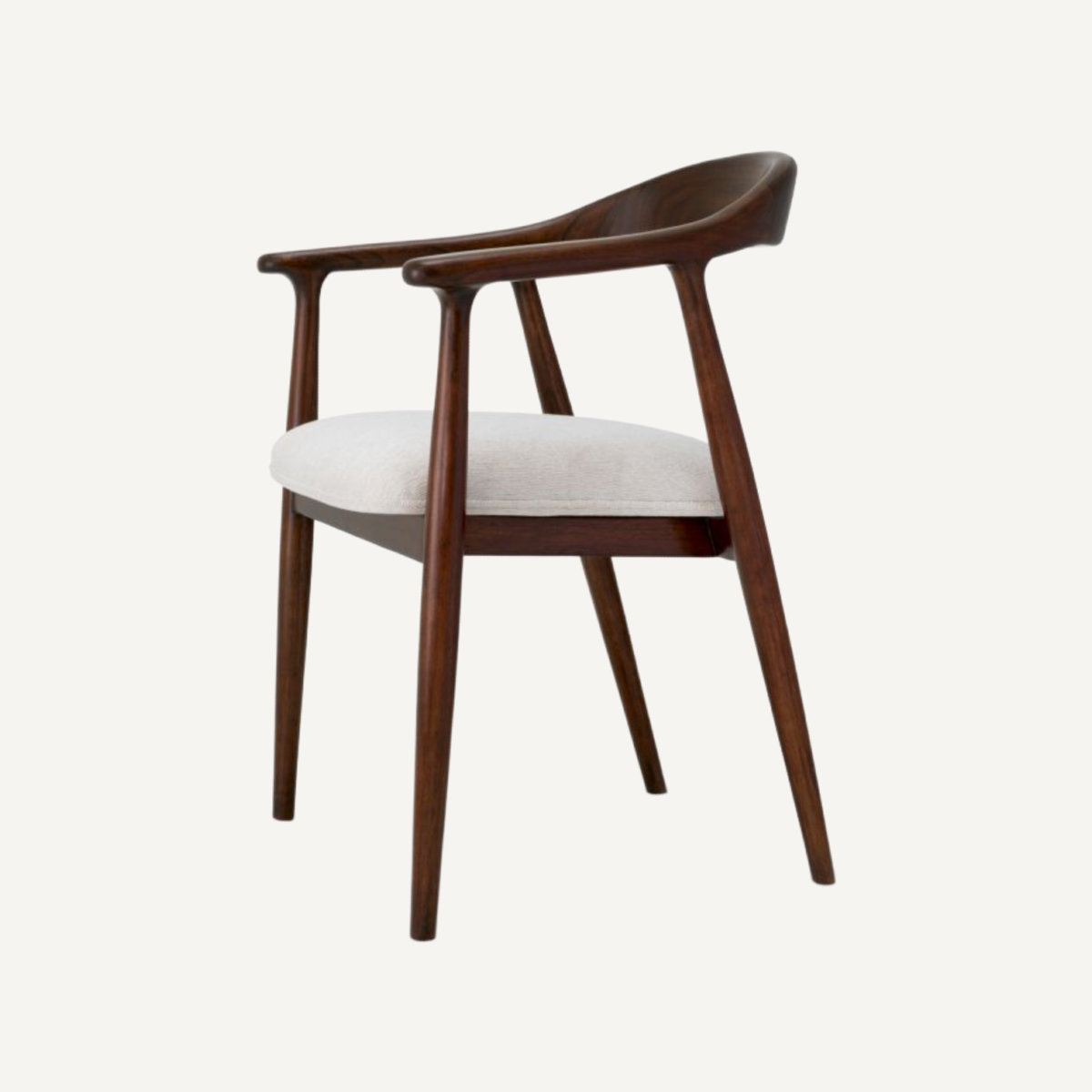 Chaise de salle à manger marron en tissu crème