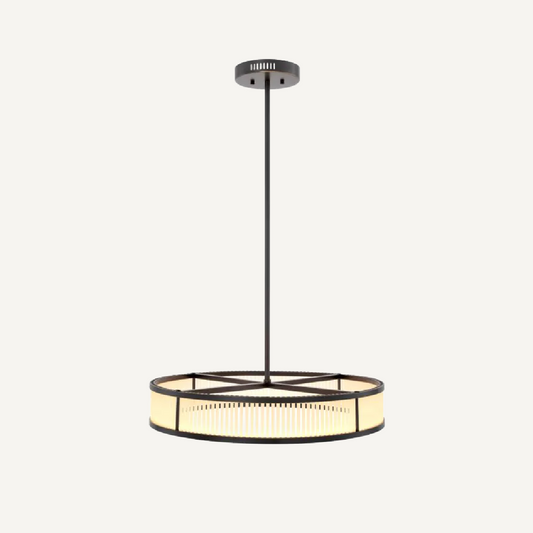 Lustre en bronze et verre mat S
