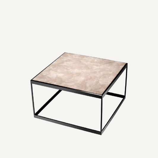 Table d'appoint en bronze et marbre beige Quinta