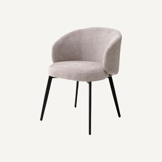 Chaise de salle à manger avec accoudoirs en tissu gris (lot de 2)