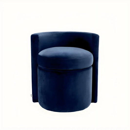 Tabouret en velours bleu nuit