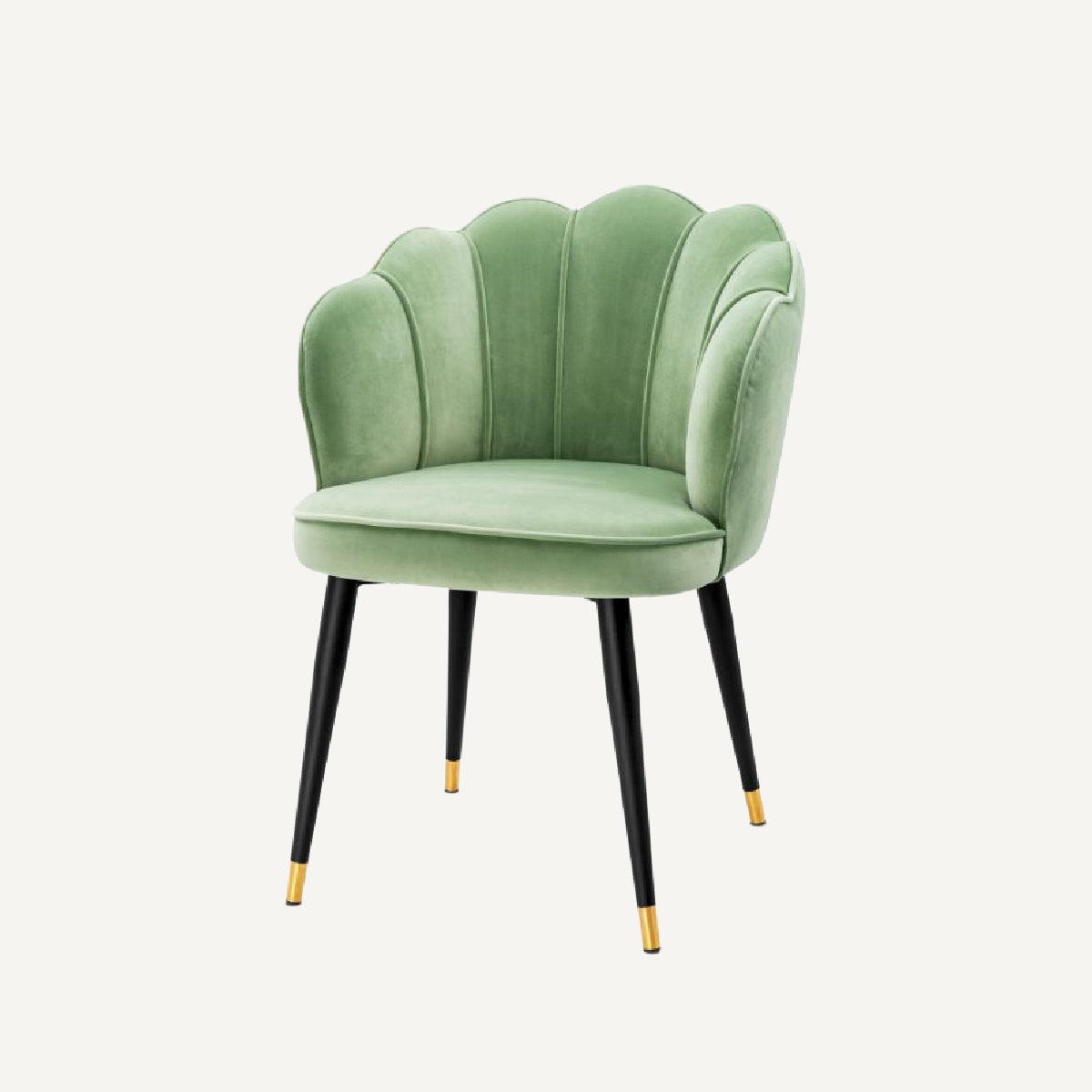Chaise de salle à manger en velours vert