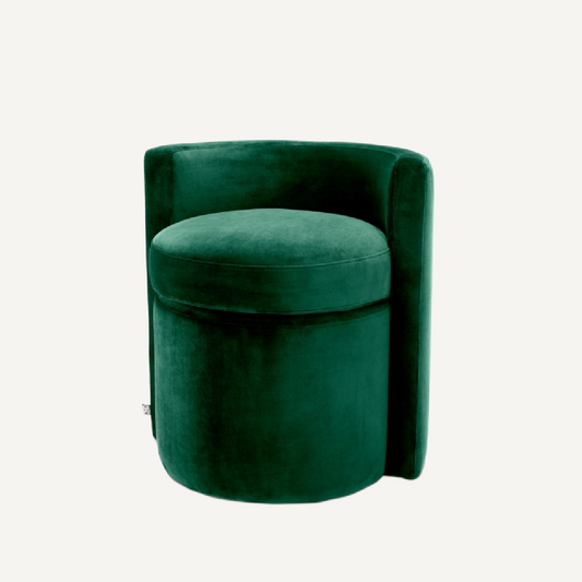 Tabouret en velours vert foncé