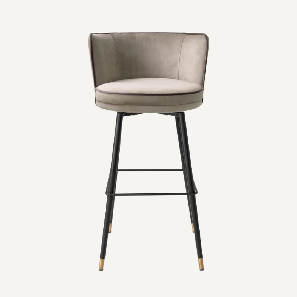 Chaise de bar en velours greige