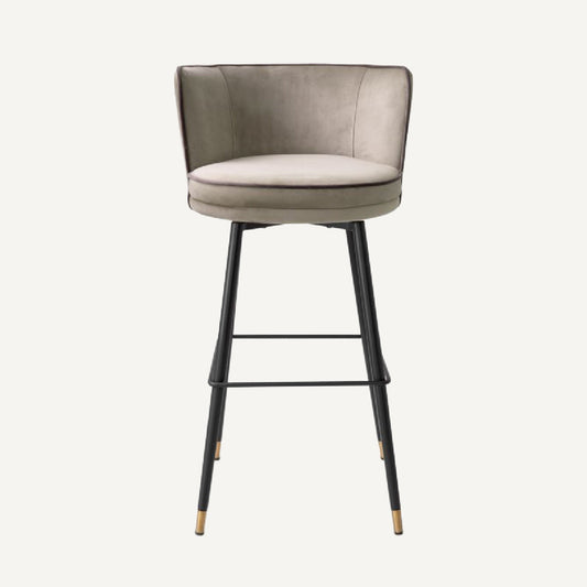 Chaise de bar en velours greige