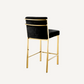 Chaise de comptoir dorée en velours noir