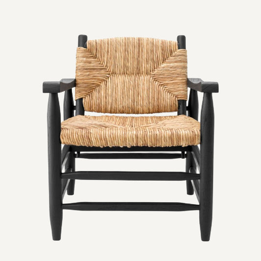 Fauteuil noir en jonc de mer