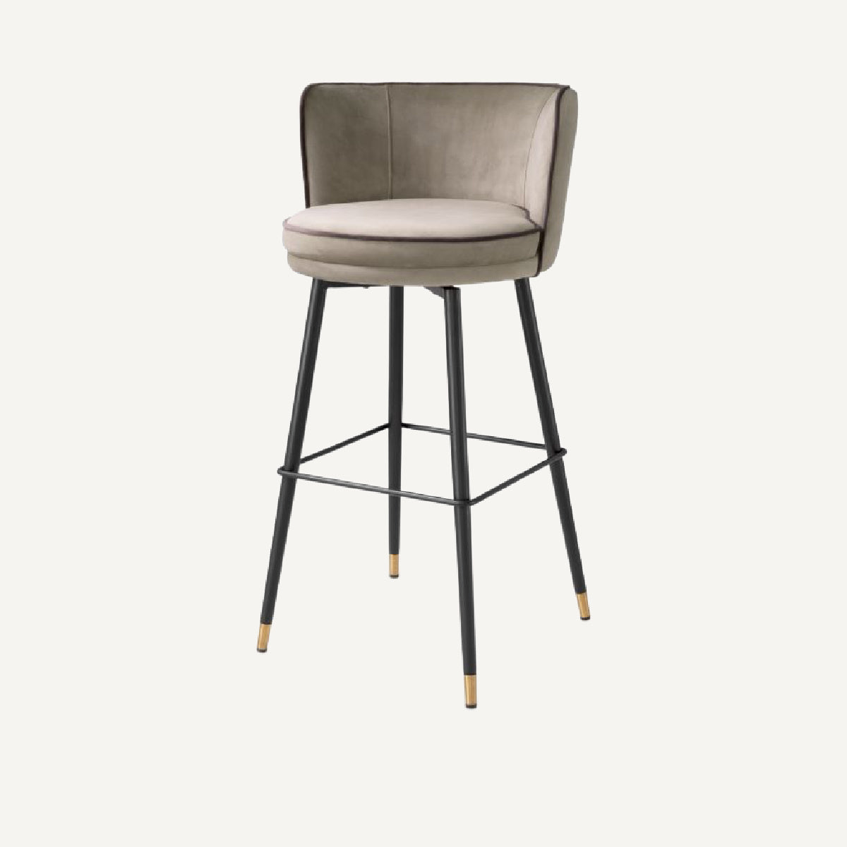 Chaise de bar en velours greige