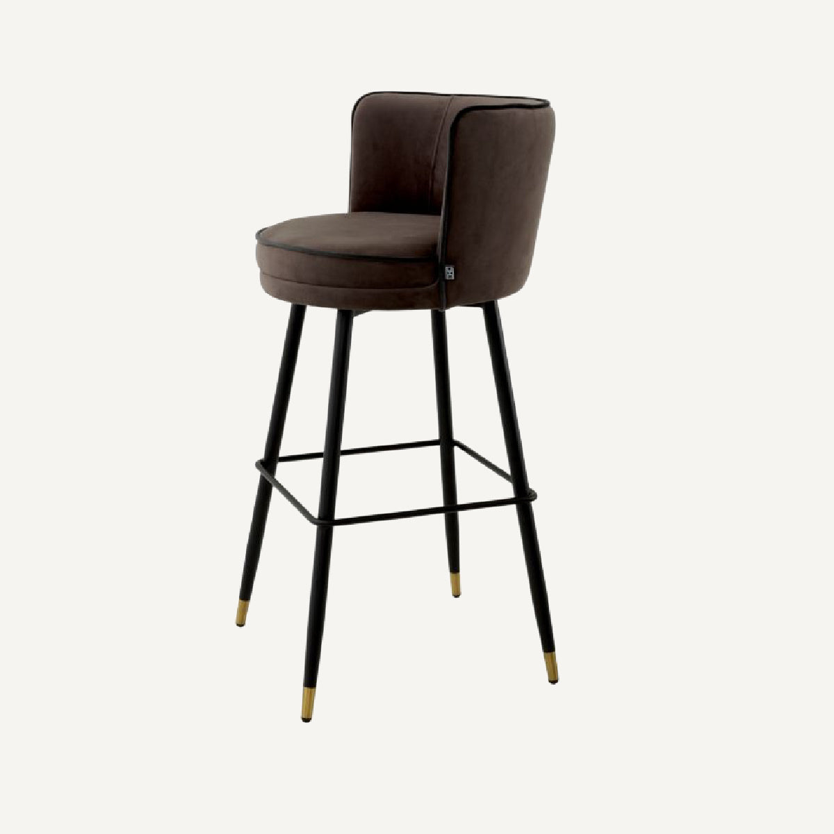Chaise de bar en velours marron