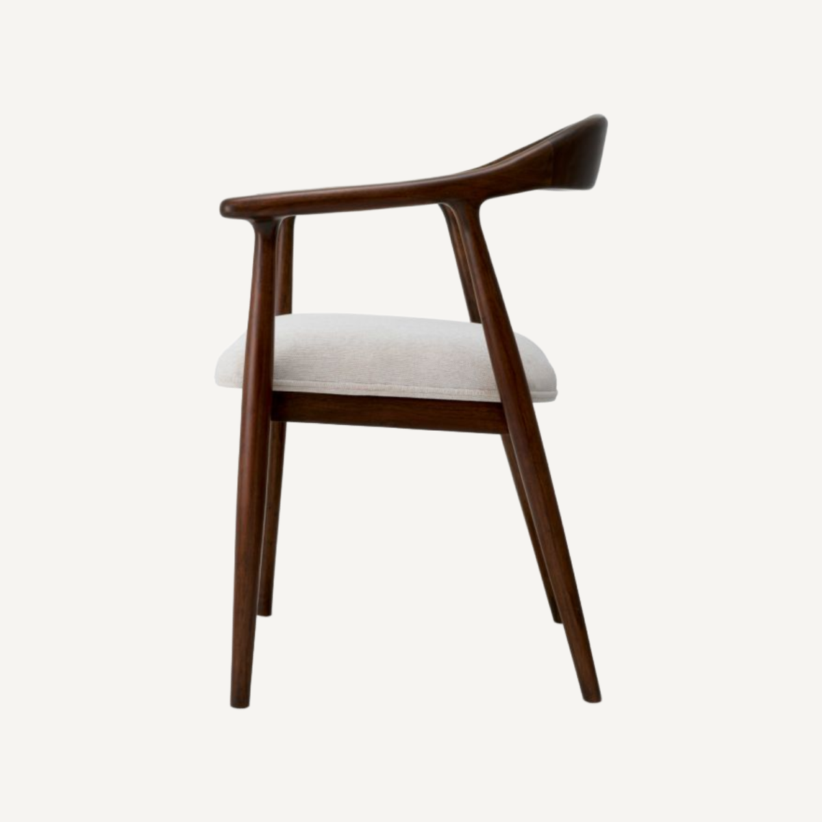 Chaise de salle à manger marron en tissu crème