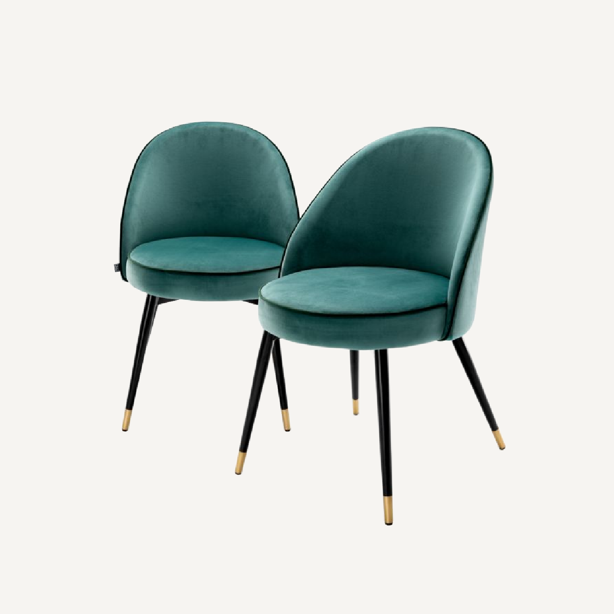Chaise de salle à manger en velours turquoise (lot de 2)