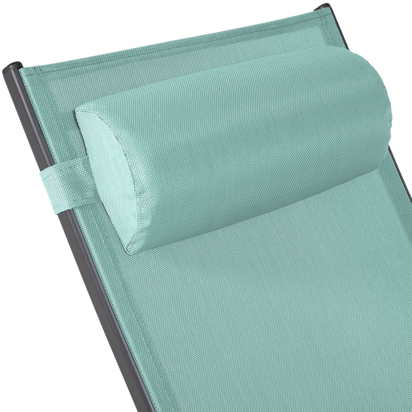 Lot de 2 transats GALAPAGOS en textilène vert d'eau - aluminium gris anthracite
