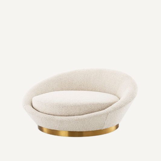 Canapé rond bouclé crème