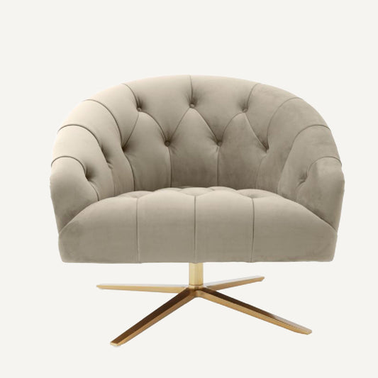 Fauteuil pivotant en velours greige