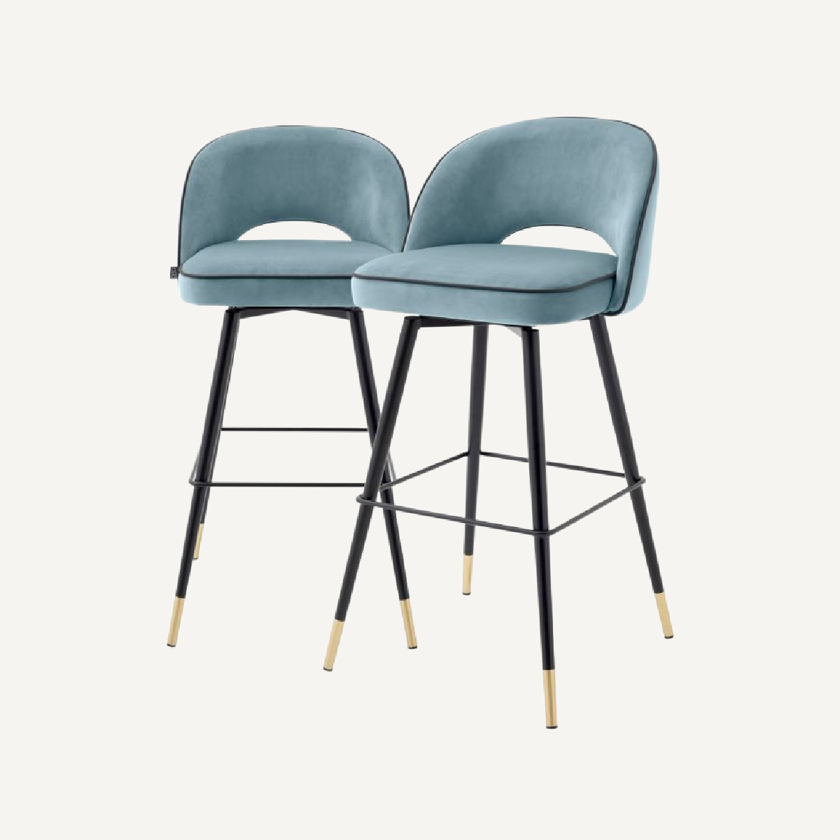 Chaise de bar en velours bleu (lot de 2)
