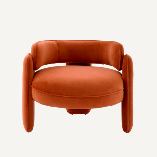 Fauteuil en velours orange