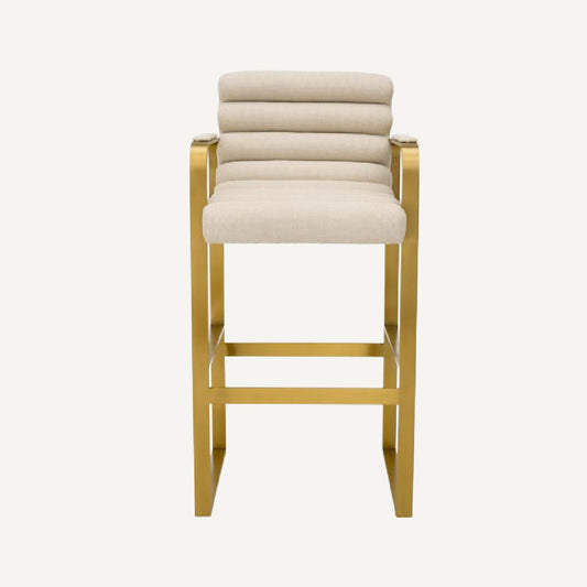Chaise de bar dorée en tissu sable