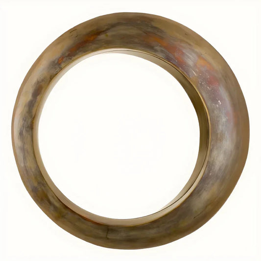 Miroir rond en métal vieilli
