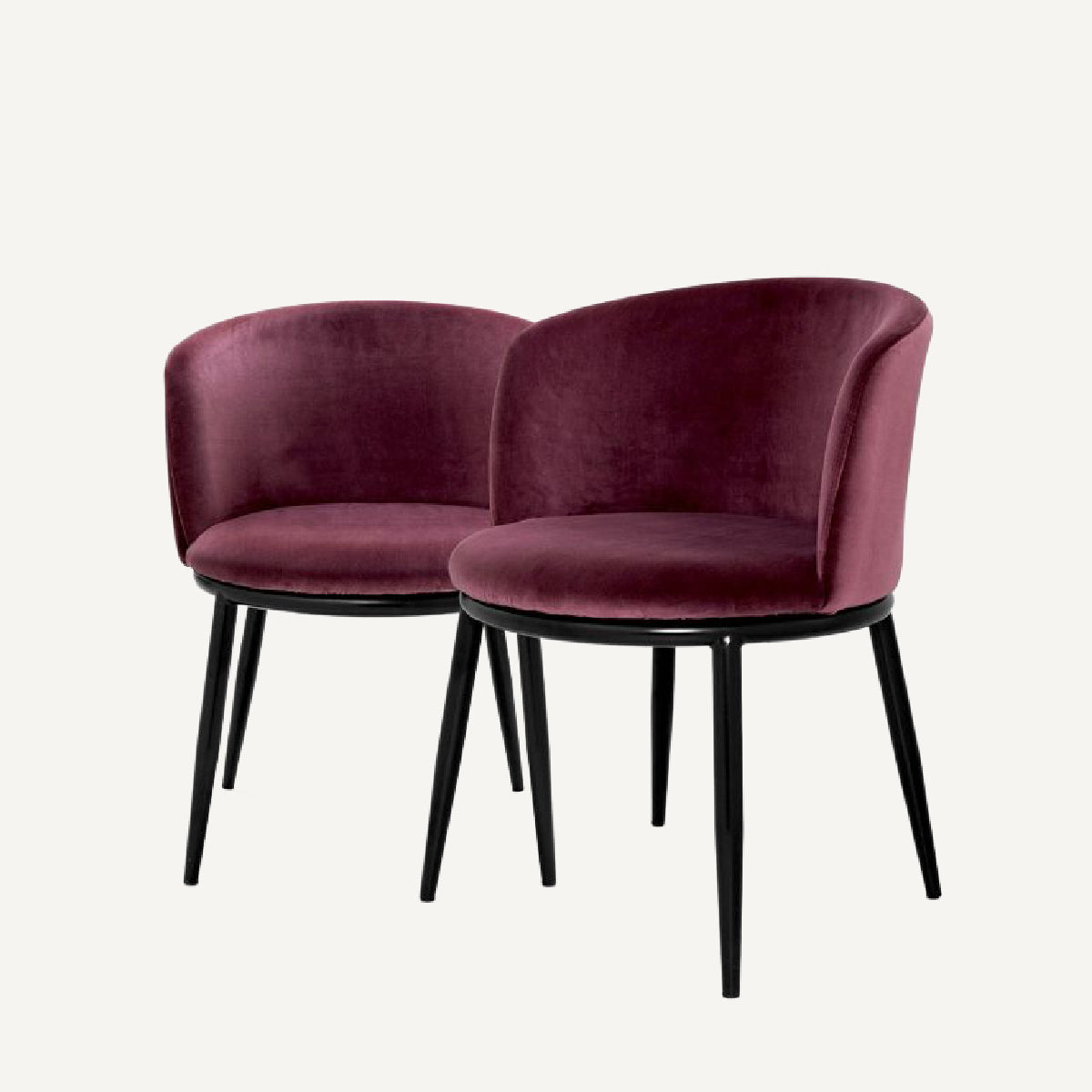 Chaise de salle à manger en velours violet (lot de 2)