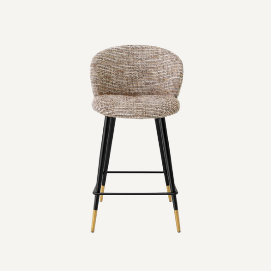 Chaise de comptoir en tissu beige