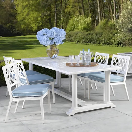 Table extérieure en métal blanc Rive