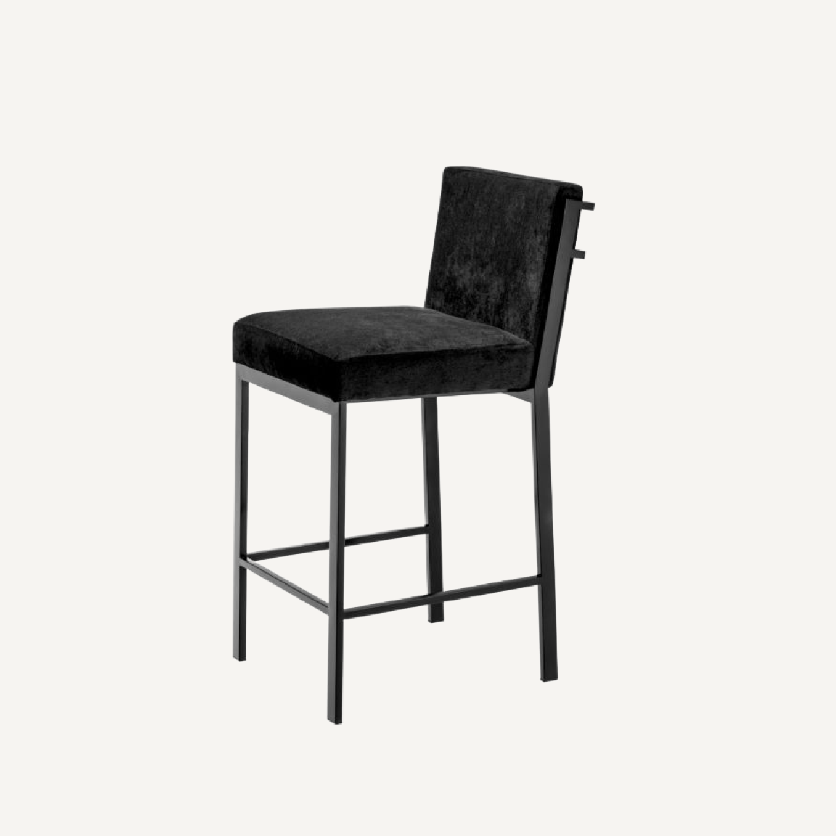 Chaise de comptoir en bronze et velours noir