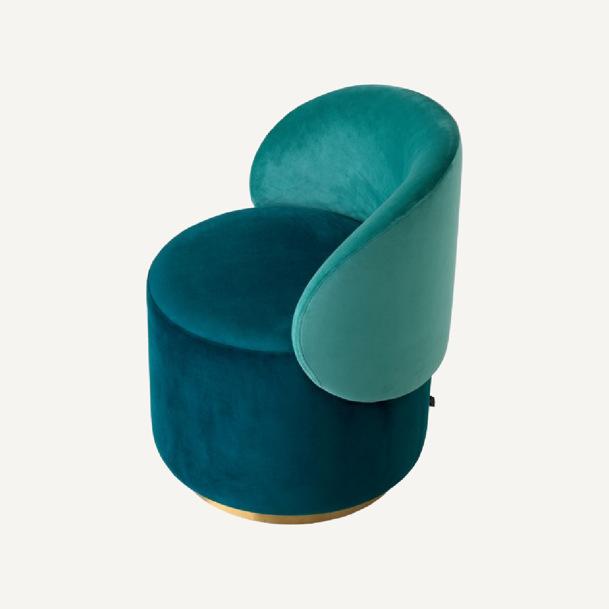 Chaise basse en velours vert d'eau