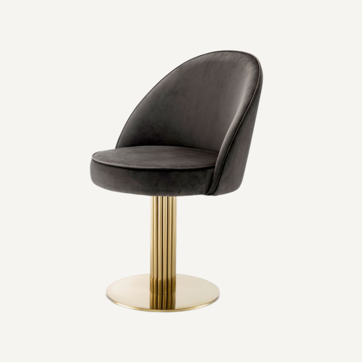 Chaise de salle à manger pivotante en velours gris